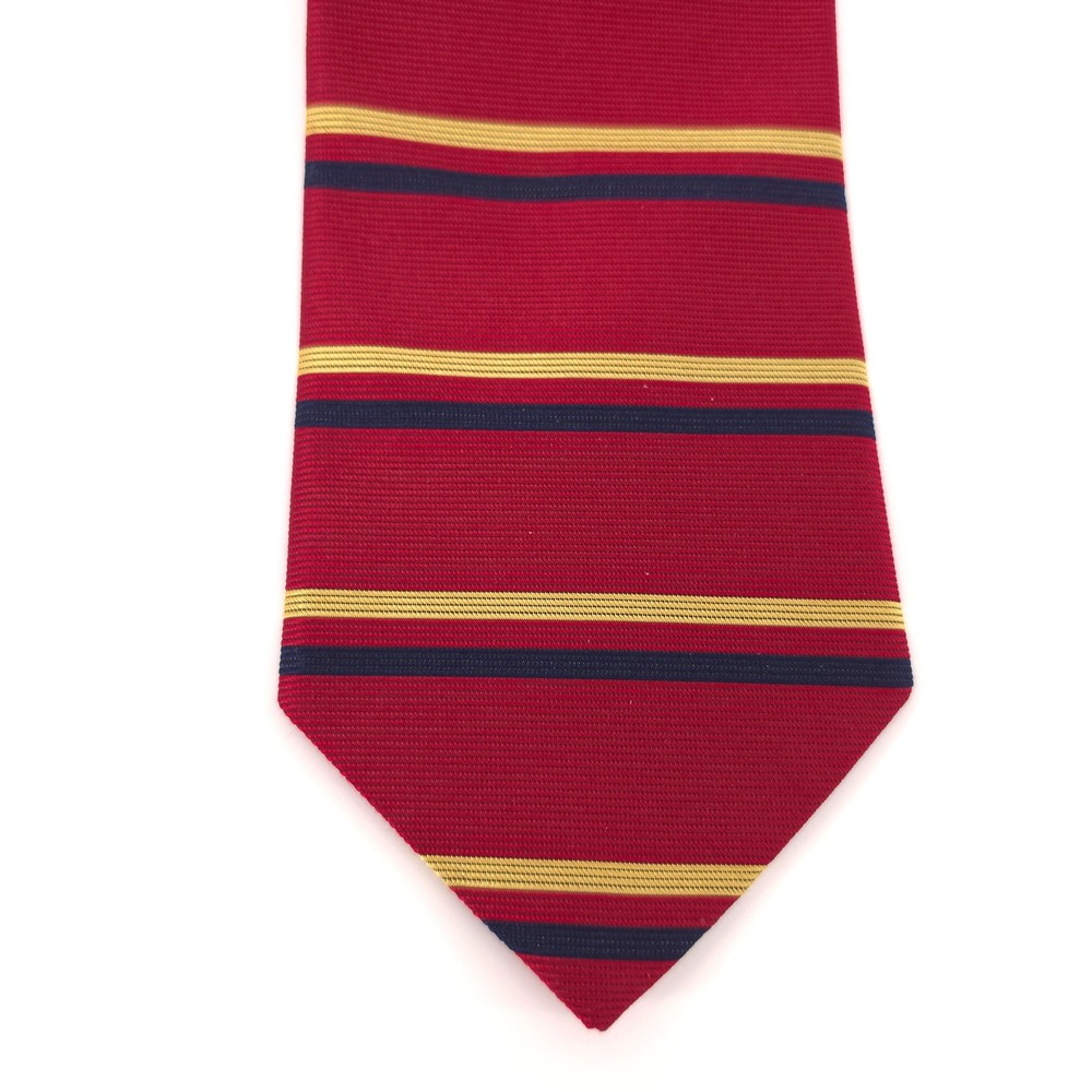Brooks Brothers Makers Mens Tie Silk Burgundy Gold Navy Stripe Made in USA - Picture 3 of 6